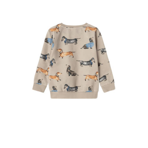 Name it MINI sweater NMMKINGO met all over print lichtbruin multicolor 110