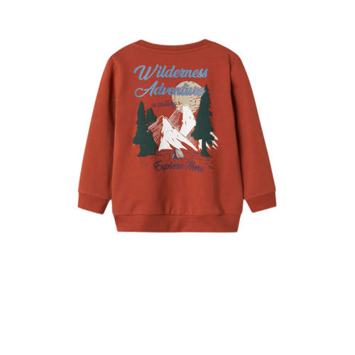 Name it MINI sweater NMMLAVA met backprint warmbruin Backprint 122 128