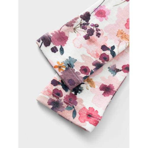 name it MINI gebloemde legging NMFLALOU roze paars wit Meisjes Stretchkatoen 104