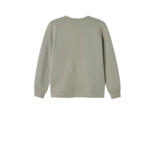 name it KIDS sweater NKMLASSIE met printopdruk grijs zwart Printopdruk 146 152