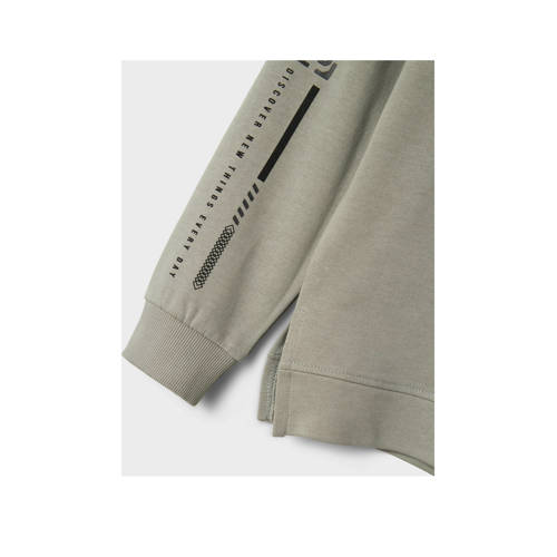 name it KIDS sweater NKMLASSIE met printopdruk grijs zwart Printopdruk 146 152