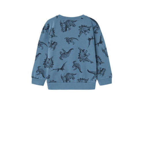 Name it MINI sweater NMMVIFELIX met all over print middenblauw zwart All over print 122 128