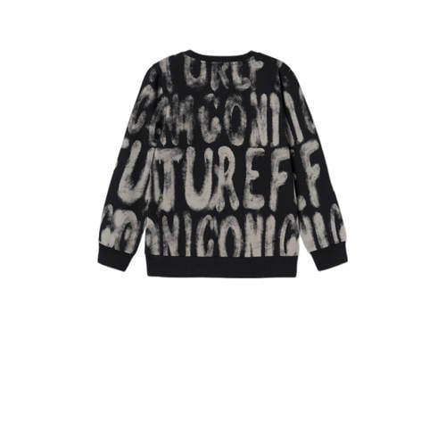 name it KIDS sweater NKMKUJULLE met all over print zwart grijs All over print 134 140