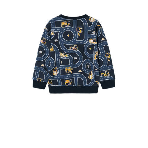 Name it MINI sweater NMMVIFELIX met all over print donkerblauw geel All over print 122 128