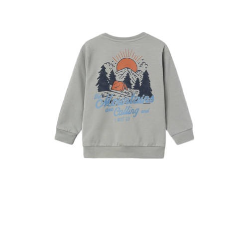 name it MINI sweater NMMLAVA met backprint warmbruin Grijs Backprint 110