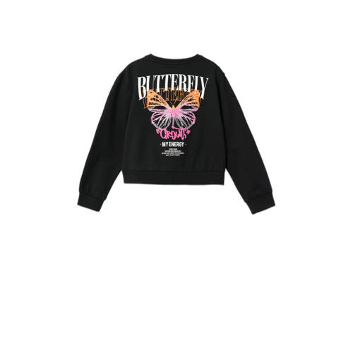 name it KIDS sweater NKFKASTANE met backprint zwart Backprint 134 140