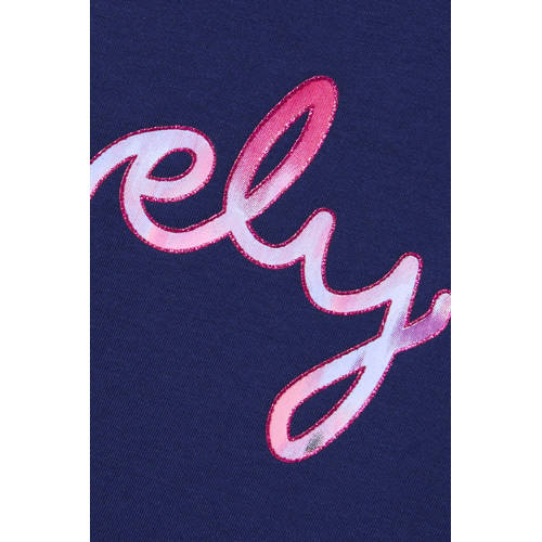 name it MINI longsleeve NMFLONNIA met tekst donkerblauw Meisjes Katoen Ronde hals 86