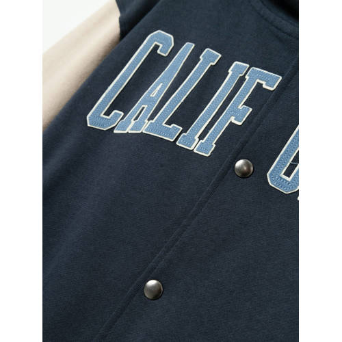 name it KIDS sweatvest NKMLEBASTIAN met tekst donkerblauw ecru Tekst 134 140
