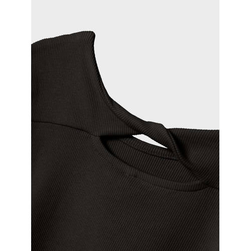 name it KIDS longsleeve NKFLUTINE zwart Meisjes Stretchkatoen Ronde hals 146 152