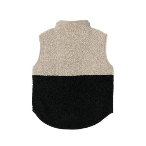 name it KIDS bodywarmer NKMLAKET zwart beige Jongens Teddy Opstaande kraag 134 140