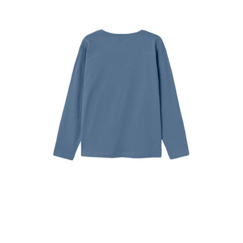 name it KIDS longsleeve NKMVAGNO met printopdruk middenblauw Jongens Katoen Ronde hals 146 152