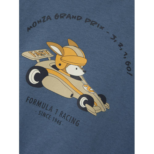 name it MINI T-shirt NMMKENDJO met printopdruk blauw Jongens Katoen Ronde hals 80