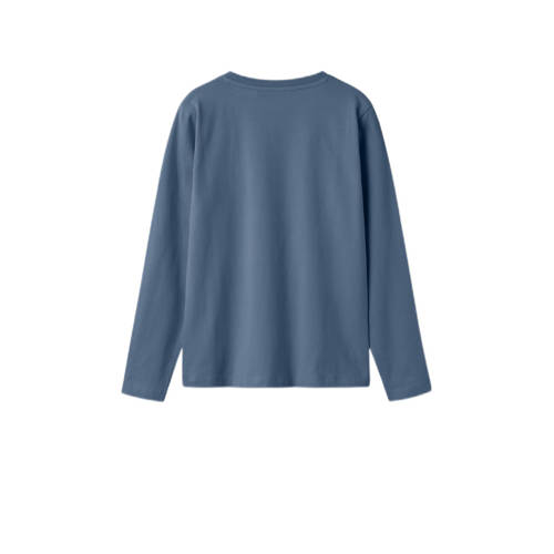 name it KIDS longsleeve NKMVUX met printopdruk middenblauw Jongens Stretchkatoen Ronde hals 134 140