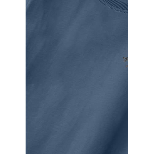 name it KIDS longsleeve NKMVUX met printopdruk middenblauw Jongens Stretchkatoen Ronde hals 134 140