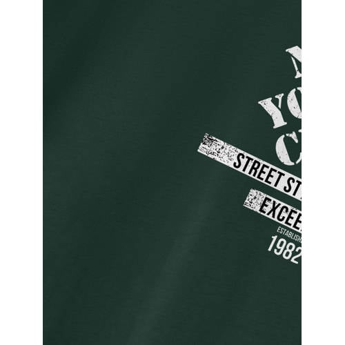 name it KIDS longsleeve NKMVAGNO met printopdruk donkergroen Jongens Katoen Ronde hals 134 140