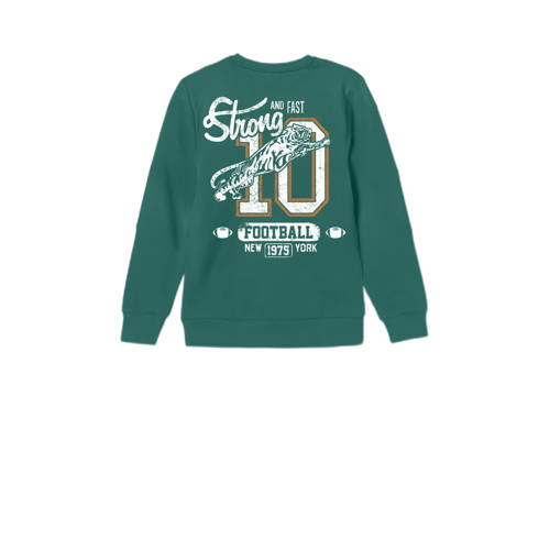 Name it KIDS sweater NKMVASHA met backprint groen Backprint 158 164