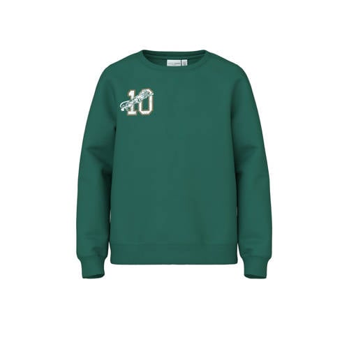 NAME IT KIDS sweater NKMVASHA met backprint groen Backprint - 116