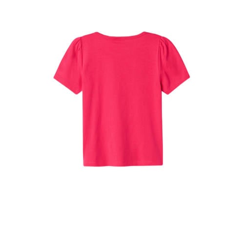name it KIDS T-shirt NKFKIAMI met printopdruk fuchsia Roze Meisjes Katoen Ronde hals 122 128