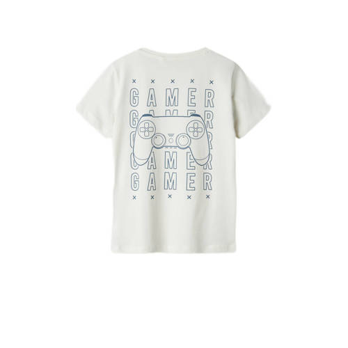 name it KIDS T-shirt NKMKARLETTO met printopdruk ecru Jongens Katoen Ronde hals 146 152