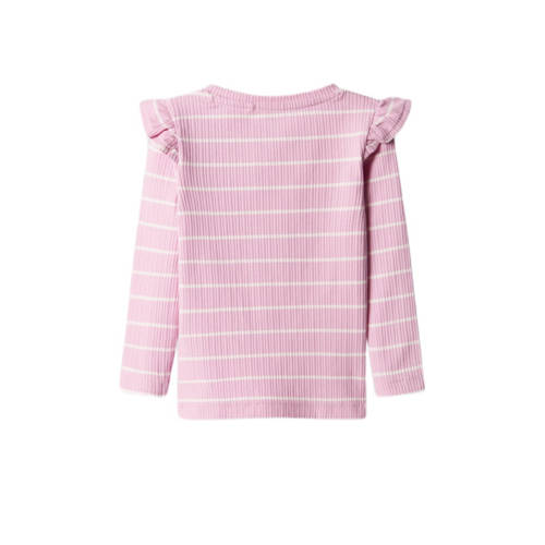 Name it MINI gestreepte longsleeve NMFKIANNA roze ecru Meisjes Stretchkatoen Ronde hals 122 128
