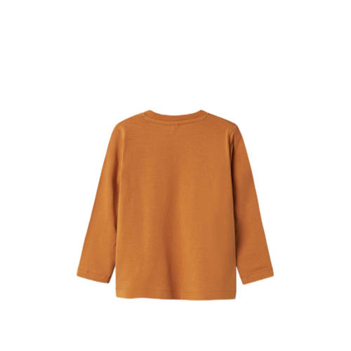 name it MINI longsleeve NMMKAS met printopdruk karamel Bruin Jongens Stretchkatoen Ronde hals 98