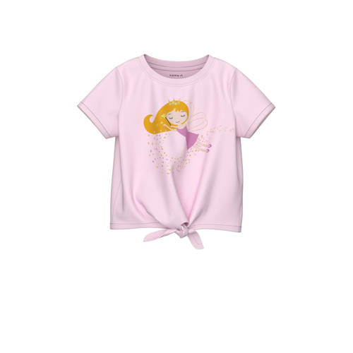 NAME IT MINI T-shirt NMFKIKATIE met printopdruk zachtroze Meisjes Katoen Ronde hals - 104