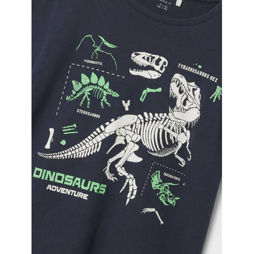 name it KIDS T-shirt NKMKARLETTO met printopdruk donkerblauw Jongens Katoen Ronde hals 116