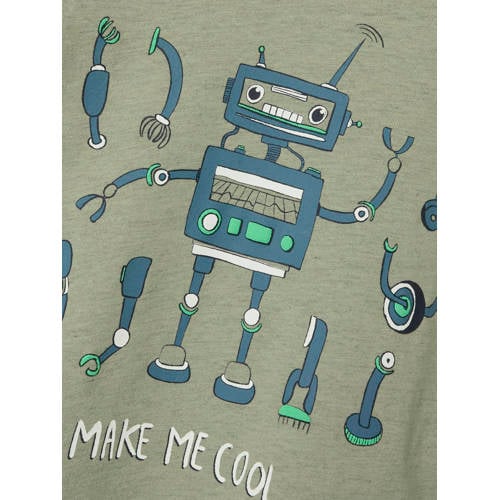name it MINI T-shirt NMMKENDJO met printopdruk zachtgroen Jongens Katoen Ronde hals 110