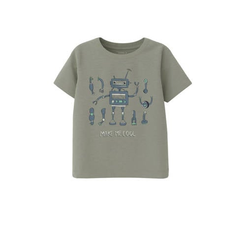 NAME IT MINI T-shirt NMMKENDJO met printopdruk zachtgroen Jongens Katoen Ronde hals - 104