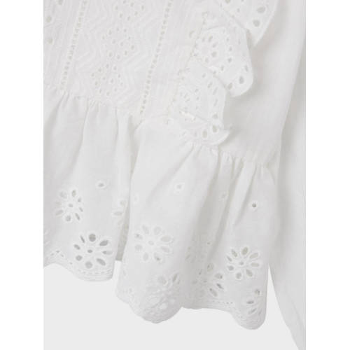 name it KIDS top NKFKORA wit Meisjes Katoen Ronde hals Effen 134 140