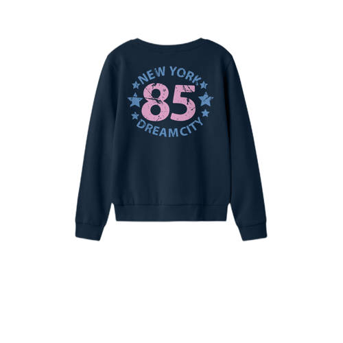 name it KIDS sweater NKFVASACHA met backprint donkerblauw Backprint 134 140