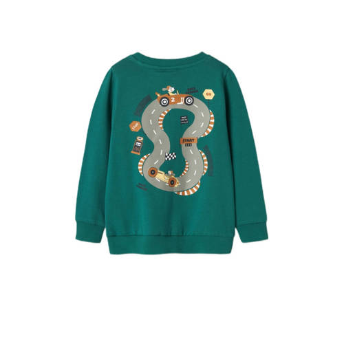 name it MINI sweater NKMVASHA met backprint antiekgroen Backprint 86