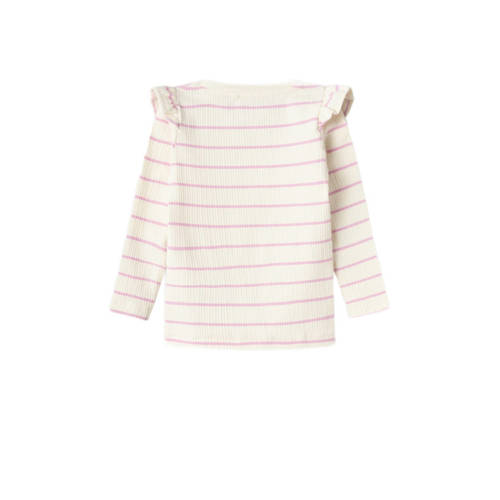 name it MINI gestreepte longsleeve NMFKIANNA ecru lichtroze Meisjes Stretchkatoen Ronde hals 98