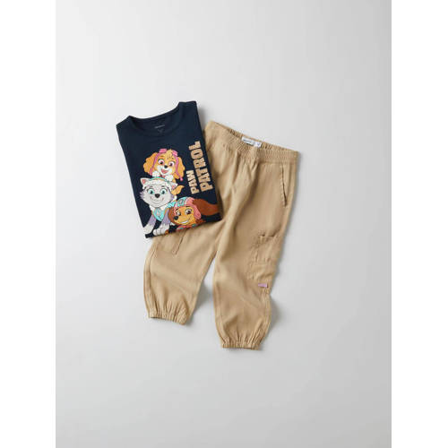 name it MINI Paw Patrol longsleeve NMFNUBINA met printopdruk donkerblauw Meisjes Stretchkatoen Ronde hals 98