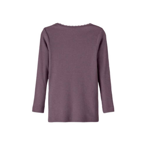 name it MINI ribgebreide longsleeve NMFKAB Paars Meisjes Stretchkatoen Ronde hals 134 140