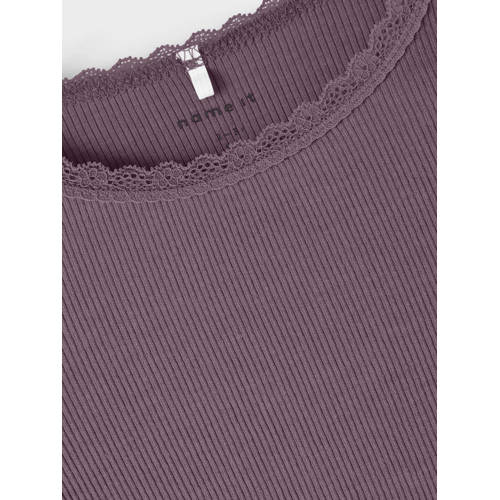 name it MINI ribgebreide longsleeve NMFKAB Paars Meisjes Stretchkatoen Ronde hals 134 140