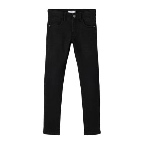 NAME IT KIDS slim fit jeans NKMSILAS black Zwart Jongens Jog denim Effen - 104