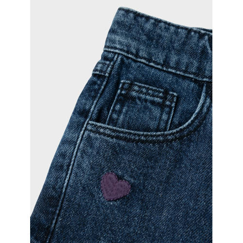 name it MINI mom jeans NMFBELLA met hartjes dark blue denim Blauw Hartjes 80