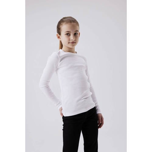name it KIDS longsleeve NKFNAKAL wit Meisjes Stretchkatoen Ronde hals Effen 122 128