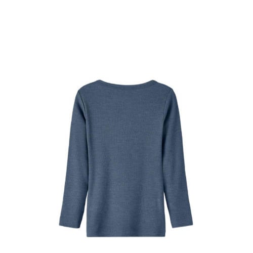 name it MINI longsleeve NMMKAB blauw melange Jongens Stretchkatoen Ronde hals 110