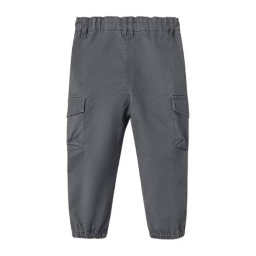 name it MINI regular fit cargobroek NMMBEN donkergrijs Jongens Stretchkatoen 110