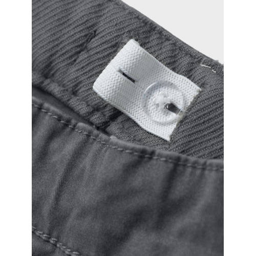 name it MINI regular fit cargobroek NMMBEN donkergrijs Jongens Stretchkatoen 110