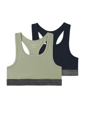 bh top - lichtgroen/zwart (set van 2)