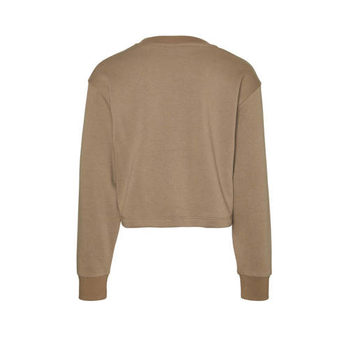 VERO MODA GIRL sweater VMMILLIE LINSEY met tekst goudbruin Tekst 158 164