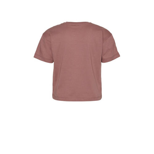 VERO MODA GIRL T-shirt VMCOLLEGE KELLY met tekst oudroze Meisjes Katoen Ronde hals 122 128