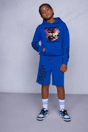 joggingshort Stephan met Print Blauw