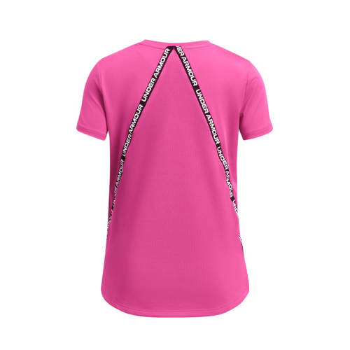 Under Armour sportshirt KnockOut roze wit Sport t-shirt Polyester Ronde hals 128