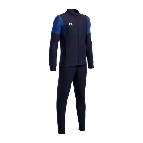 Under Armour Junior trainingspak donkerblauw kobaltblauw wit Jongens Polyester Opstaande kraag 128