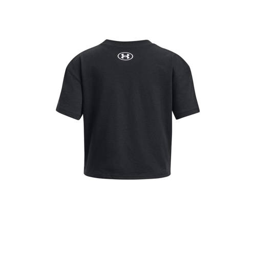 Under Armour sportshirt Sportstyle Logo zwart wit Sport t-shirt Meisjes Katoen Ronde hals 176