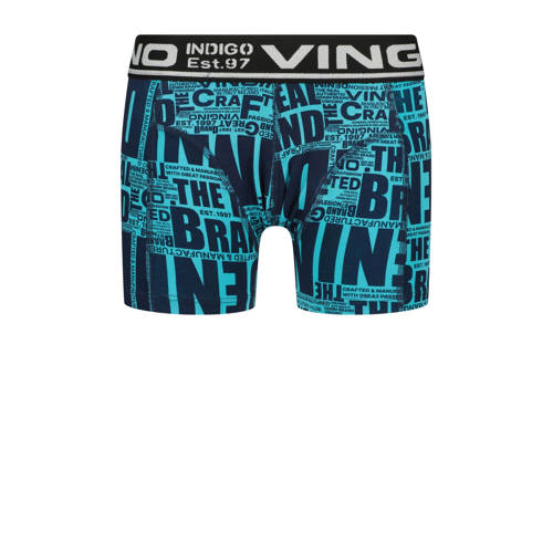 VINGINO boxershort Paper Text set van 3 donkerblauw grijs melange Jongens Stretchkatoen 146 152
